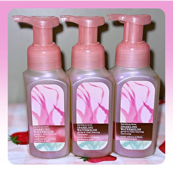 Bath & Body Works Sparkling Watermelon 8.75oz Gentle Clean Foaming Hand Soap x3 - Picture 2 of 4